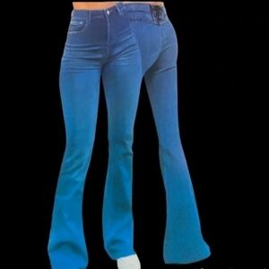 NWOT S.O.N.G. Lace-Up Bacl Fit n Flare Y2K Jeans Dark Wash size 3/26